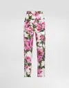 Dolce & Gabbana Peony Print Straight-leg Ankle Pants In Print