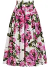 Dolce & Gabbana Womens Peonie Fuxia F.bco Floral-print Cotton Midi Skirt
