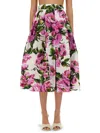 Dolce & Gabbana Womens Peonie Fuxia F.bco Floral-print Cotton Midi Skirt In Pink