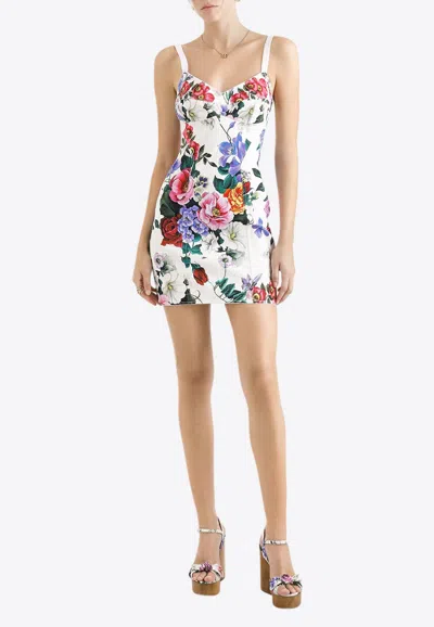 DOLCE & GABBANA PEONY PRINT MINI DRESS