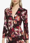 Dolce & Gabbana Peony-print Single-breasted Blazer In Multicolor