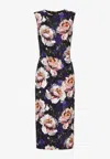 Dolce & Gabbana Peony-print Sleeveless Midi Dress In Multicolor
