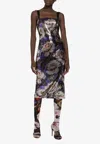 Dolce & Gabbana Sequined Strapless Dress With Peony Print In Multicolor