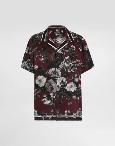DOLCE & GABBANA PEONY RAMAGE-PRINT HAWAII TWILL SHIRT