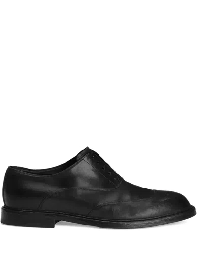 Dolce & Gabbana Lace-up Shoes With Perforated Design In Black