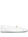 Dolce & Gabbana Formale Cutout Leather Ballet Flats In White