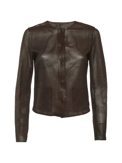 Pre-owned Dolce & Gabbana Perforated Leather Jacket In Brown