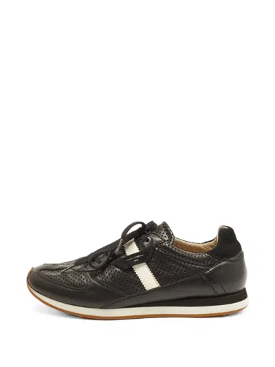 Pre-owned Dolce & Gabbana Perforated Leather Sneakers In Black