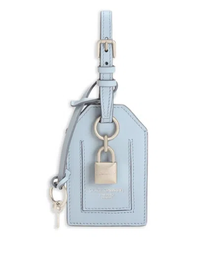 Dolce & Gabbana Perforated Leather Tag Holder In Blue