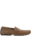 Dolce & Gabbana Dg Driver Perforated Split Calfskin Slipper In Brown