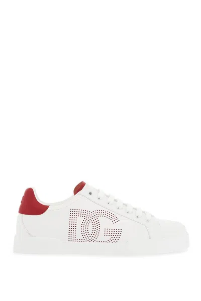 Dolce & Gabbana "perforated Logo Portof In Bianco/rubino (white)