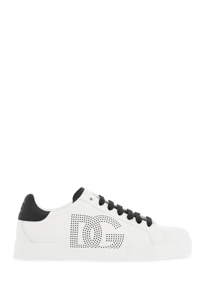 Dolce & Gabbana "perforated Logo Portof In Bianco/nero (white)