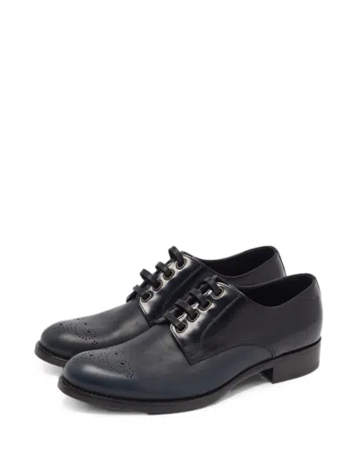 Pre-owned Dolce & Gabbana Perforated-detail Lace-up Oxford Shoes In Blue