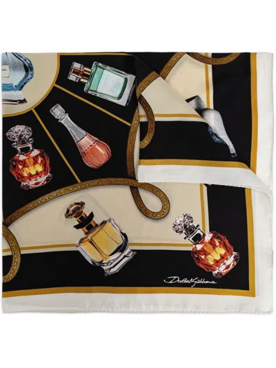 Dolce & Gabbana Perfume Bottle-print Scarf In Black