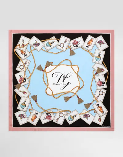 Dolce & Gabbana Perfume-print Silk Twill Scarf 90x90 In Multi