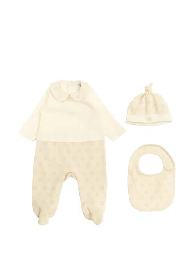 Dolce & Gabbana Peter Pan Collar Logo Babywear (set Of Three) In Brown