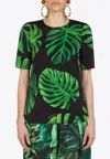 Dolce & Gabbana Philodendron Print Silk Blouse In Green