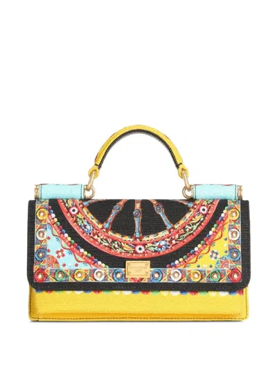 Dolce & Gabbana Phone Bag In Carretto-print Canvas In Multi