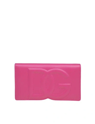 Dolce & Gabbana Phone Bag In Glicine Color Leather In Pink