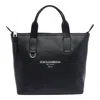 Dolce & Gabbana Dolce&gabbana Men Small Leather Shopping Bag With Logo In Black