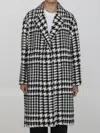 Dolce & Gabbana Black And White Coat With All-over Check Motiv In Wool Blend Woman In Multicolor
