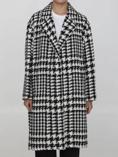 DOLCE & GABBANA PIED DE POULE MIDI COAT
