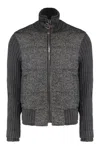 Dolce & Gabbana Herringbone-pattern Ribbed-knit Bomber Jacket In Gray