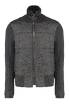 Dolce & Gabbana Herringbone-pattern Ribbed-knit Bomber Jacket In Gray