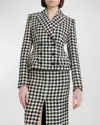 Dolce & Gabbana Double Breast Houndstooth Blazer In Blkwhtchk