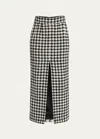 Dolce & Gabbana Houndstooth Wool And Cotton-blend Tweed Midi Skirt In Blkwhtchk