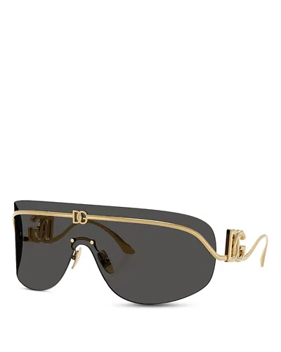 Dolce & Gabbana Pillow Shield Sunglasses, 140mm In Gold