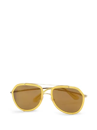 Pre-owned Dolce & Gabbana Pilot Sunglasses In Yellow