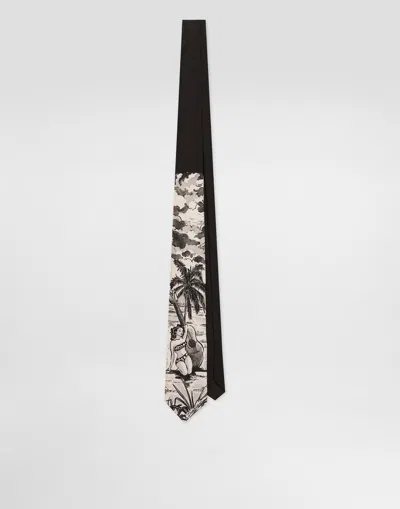Dolce & Gabbana Pin-up Print Silk Tie In Black