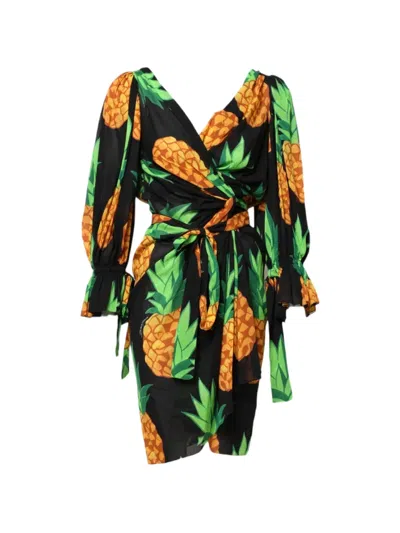 Dolce & Gabbana Pineapple-print Mini Dress In Multi