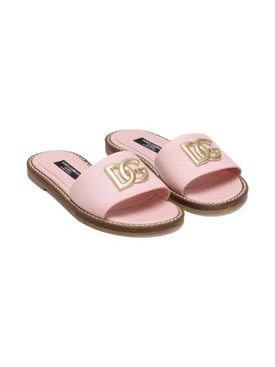 Dolce & Gabbana Logo-detailed Slippers In Black