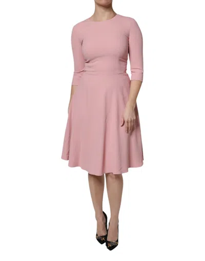 Pre-owned Dolce & Gabbana Pink A-line Flare Viscose 3/4 Sleeves Women's Dress ()