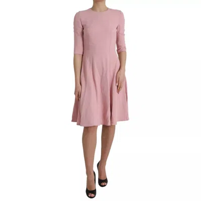 Pre-owned Dolce & Gabbana Pink A-line Flare Viscose Short Sleeves Women's Dress ()