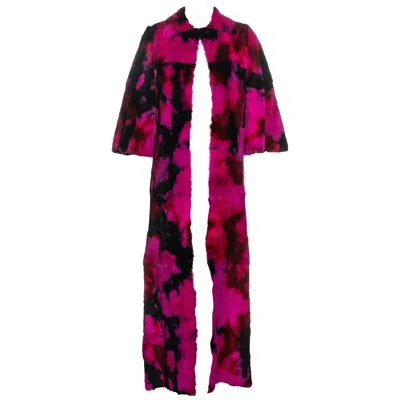 Pre-owned Dolce & Gabbana Pink And Black Tie-dyed Fur Maxi Coat, Fw 1999