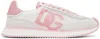 Dolce & Gabbana 'aria' Pink Running Sneakers With Logo Detail In Suede And Tech Fabric Woman In 87587 Bianco/rosa
