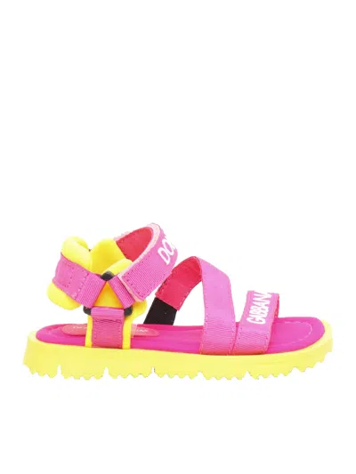 Dolce & Gabbana Kids' Pink And Yellow D&g Sandals