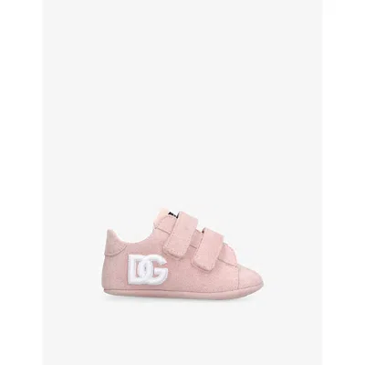 Dolce & Gabbana Baby Logo-embellished Leather Bootie In Pink