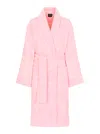 Dolce & Gabbana Pink Bathrobe With Front Belt Closure And Two Front Maxi Patch Pockets In Cotton Home In Multi