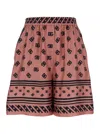 Dolce & Gabbana Pink Bermuda Shorts With Dg Logo Printed All-over In Multicolor