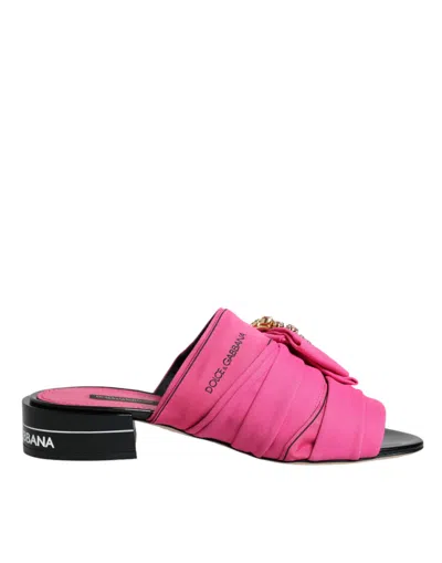 Dolce & Gabbana Crystal Slides Sandals Women's Shoes In Pink