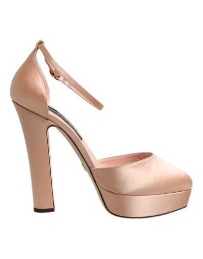 Dolce & Gabbana Pink Block Heels Ankle Strap Sandals Shoes