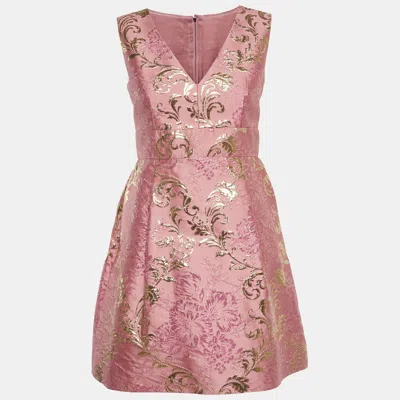 Pre-owned Dolce & Gabbana Pink Brocade Sleeveless Mini Dress S