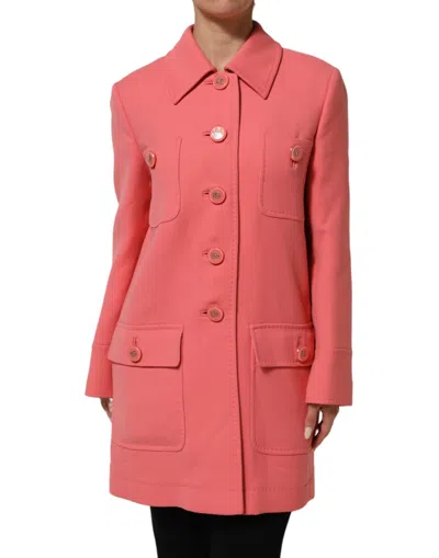 Pre-owned Dolce & Gabbana Pink Buttoned Down Trench Coat Women's Jacket ()