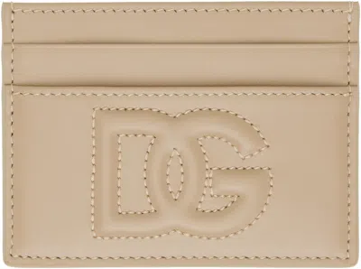 Dolce & Gabbana Pink Calfskin 'dg' Logo Card Holder In Neutral