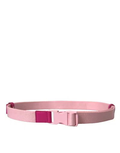 Dolce & Gabbana Canvas Stretch Plastic Buckle Women Belt In Pink