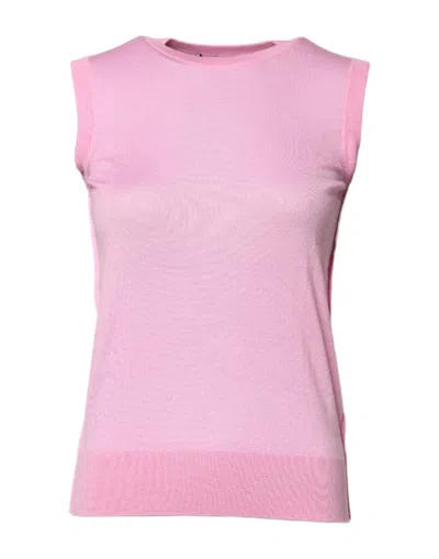 DOLCE & GABBANA DOLCE & GABBANA PINK CASHMERE ROUND NECK SLEEVELESS TANK WOMEN'S TOP